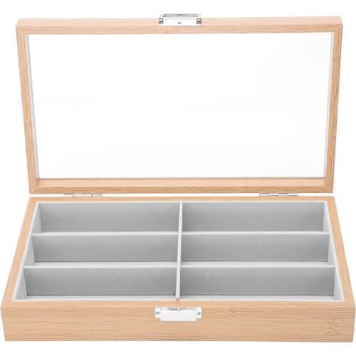1Pc Wood Sunglasses Container Practical Glasses Storage Box with Transparent Lid