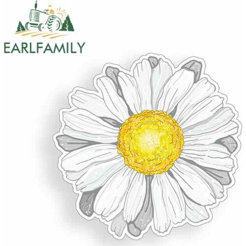 EARLFAMILY 13cm x 13cm For White Daisy Flower Car Stickers Decals Fashion Occlusion Scratch Waterproof VAN Decoration
