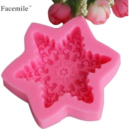 Facemile Snow Flake Shape Chocolate Candy Jello 3D Silicone Mould Fondant Cake Tool Soap Mold Sugar Craft Cake Decoration 50-182
