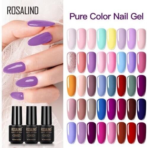 ROSALIND Gel Nail Polish Pure Colors Nails Art Design Semi Permanent UV LED All For Manicure Soak Off Base And Top Nail Primer