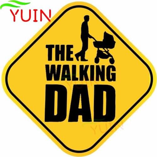 THE WALKING DAD BABY ON BOARD Car Sticker Cute PVC Body Window Decoration Auto Accessories Waterproof Exquisite Decal 15*15cm