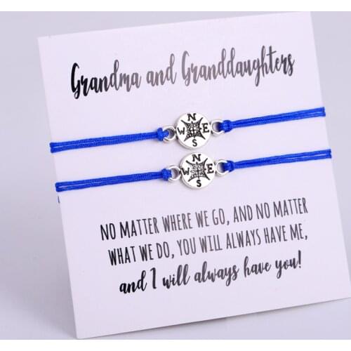 A SET- Grandma Granddaughter Compass Adjustable Bracelets Mother Daughter Bracelets Women Girls Unisex Jewelry Drop Shipping