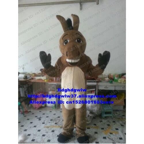 Brown Donkey Burro Mule Hinny Mascot Costume Adult Cartoon Character Outfit Suit Someone Inside Grand Bodog Casino zx1326