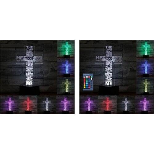 Creative Colorful Gradient Cross 3D Lamp LED Colorful Night Light Home Bar Club Decorative Desk Lamp for Bedroom Decor