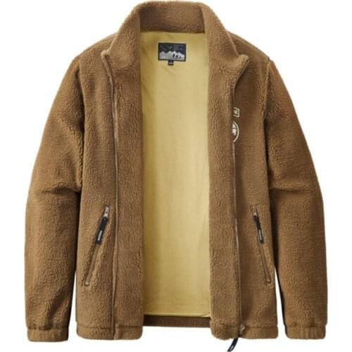 Casual Fleece Jackets Streetwear Fashion Harajuku Hip Hop Men Women Fashion Khaki Full Zip Wool Jacket Men Coat Tops Outwear