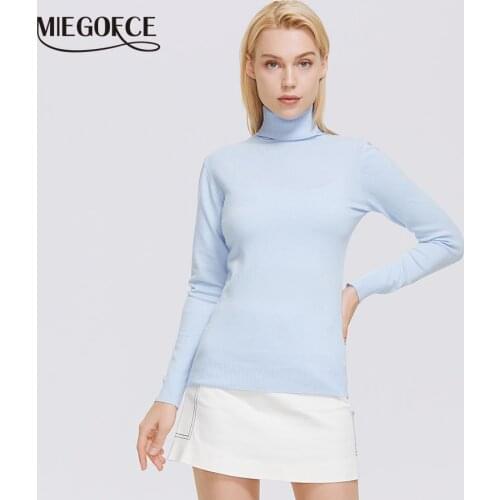 MIEGOFCE 2021 Hot-Selling Autumn Winter Ladies Thin Basic Base Shirt High Neck Long Sleeve Sweater Everyday Sweater M21203