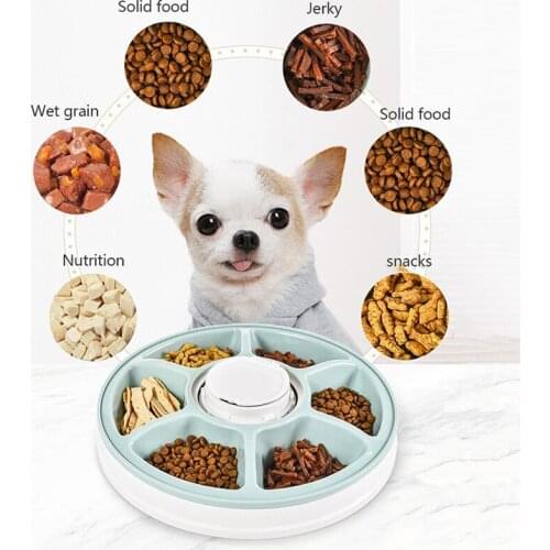 Pet Bowl Six-Hole Intelligent Timing Automatic Feeder Pet Bowl Music Reminder Automatic Feeder for Dog Cat Christmas Gift