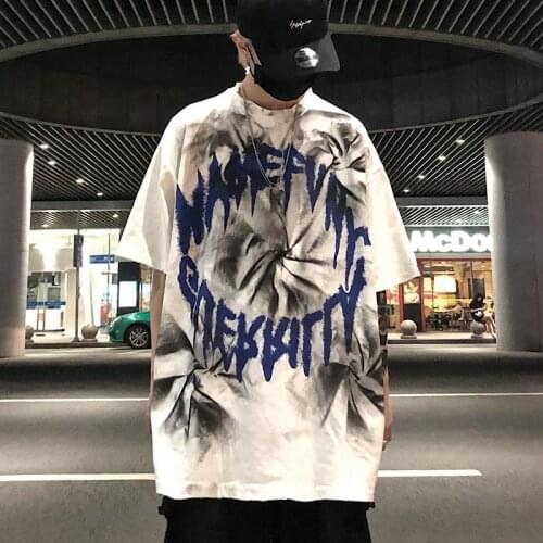 Tie Dye Men T Shirt Oversized Short Sleeve O Neck Japan Style Harajuku High Street Oversized Hip Pop Retro Cool Male Clothing