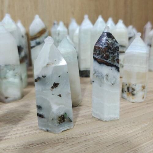 Natural HaiWenShi Points pillar column Terminated Wand Specimen Healing Reiki mineral