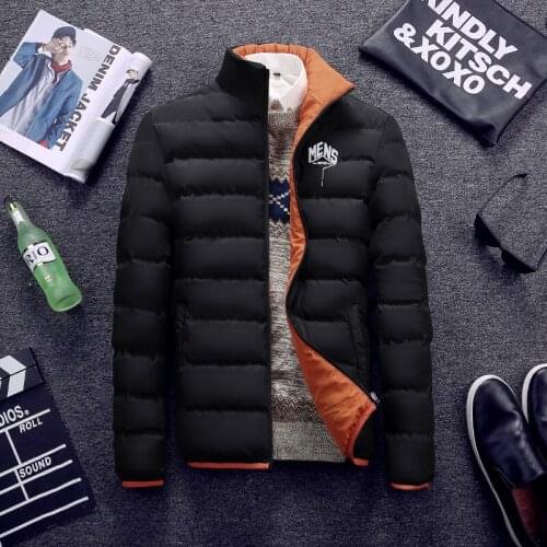 Autumn And Winter Youth Mens Casual Slim Fit Thick Stand-Collar Cotton-padded Clothes Wind-Resistant Top Mens Cotton-padd