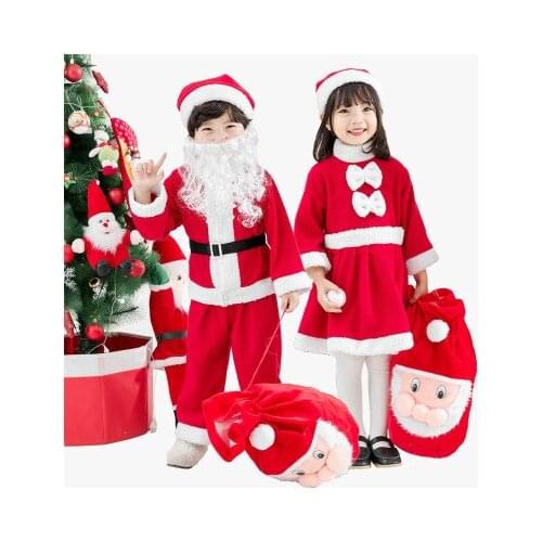 3-10 years old explosion festive Christmas clothes childrens cartoon Santa costume boys and girls baby thick lambskin suit