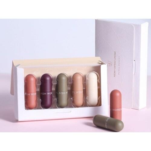 Lipstick 5pc/set 5 Colors Cute Mini Matte Lipstick Long Lasting Lipstick for Lips Stick Waterproof Mate Tint Lip Kit Lipgloss