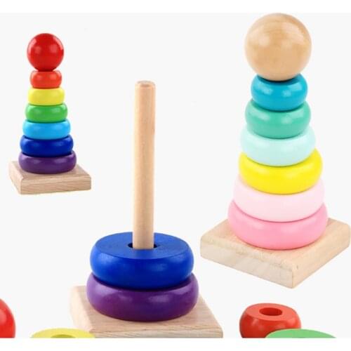 Rainbow Round Colorful Pieces Board Game Family/Party Best Gift for Children High Quality Wooden Balance Puzzle Game
