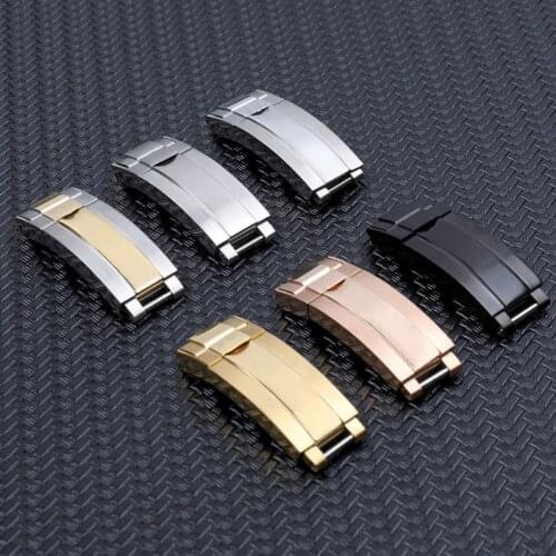 316L Stainless Steel Deployment Buckle Fit for Rolex Daytona Yatch Master Submariner Watch 20mm Rubber Black Rose Clasp