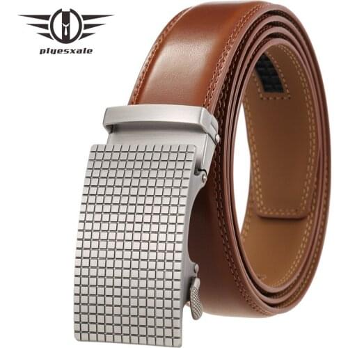 Men Cowskin Genuine Leather Belt Alloy Automatic Buckle High Quality Male Fashion Jeans ceinture homme Mens Luxury Brand B321