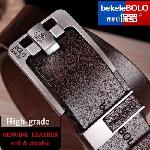 Men Cow Real Genuine Leather Belt Luxury Vintage Metal Pin Buckle Designer Belts Cowskin Strap Male For Jeans Cintos Masculinos