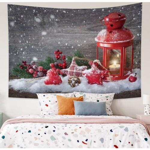 Warm Lights with Snow Landscape Tapestry Vintage Exotic Summer Plant Nature Frame for Bedroom Photography Wall Decor