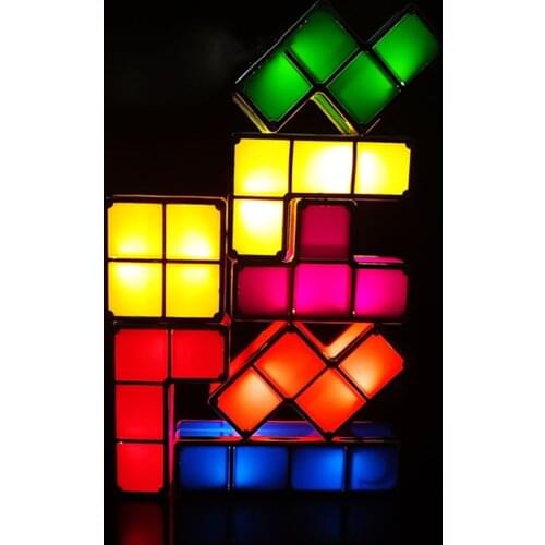 1 SET Tetris Stackable Night Light 3D Puzzles Toy Magic Blocks Induction Interlocking LED Novelty Desk Lamp Lighting DIY for Kid