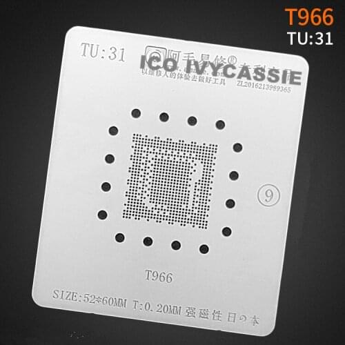 T966 BGA Stencil For LCD TV CPU Chipset Reball IC Pin Amaoe Square Hole Solder Tin Plant Net Heating Template TU31