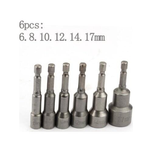 65mm Length Electric Power Magnetic Screwdriver Nut Driver Set Impact 1/4" Hex Shank Metric Wrench Socket Bit Crv 6-17mm