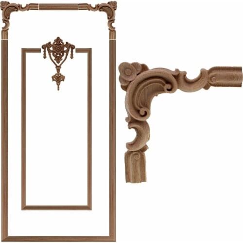 VZLX Home Wedding Decoration Accessories Furniture Appliques Wood Carving Corner Wooden Decor Frame Wall Door Woodcarving Decal