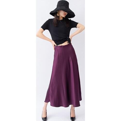 Vintage stylish purple midi skirt women 2019 fashion zipper fly streetwear ladies skirts casual A line faldas vestidos mujer
