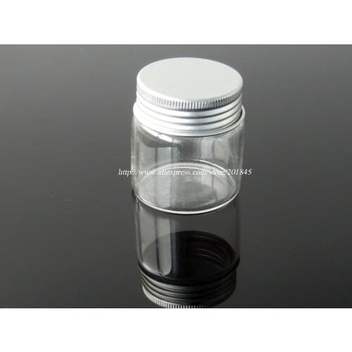 1Pcs/Lot Clear Glass Bottle Vial Charm Mini Glass Bottle With Silver Color Spiral Aluminum Caps Diameter 47mm