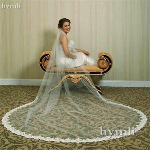 Soft lace veil 1 layer 3M wedding veil long veil bridal accessories in white , ivory new style