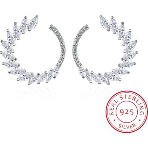 2020 Fashion 925 Sterling Silver Bling Zirconia Rhinestone Circle Garland Stud Earring Pendientes Brincos Fine Jewelry