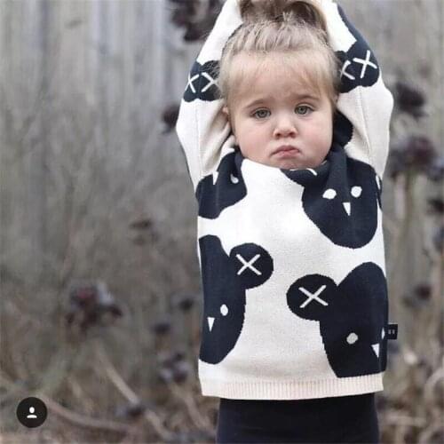 2020 Fashion Girls Kids Sweater Cartoon Bear Sweater For Toddler Girls Pullover Children Clothing Autumn Kids Knitwear Coat