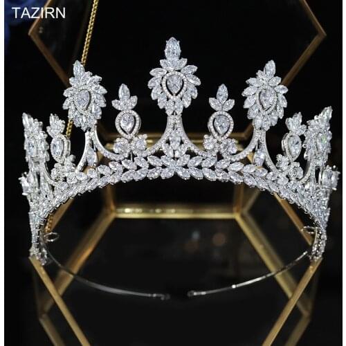 2021 Wedding Bridal Tiaras Zircon Crowns Elegant CZ Headpieces Sweet Headwear Pageant Party Hair Accessories for Women