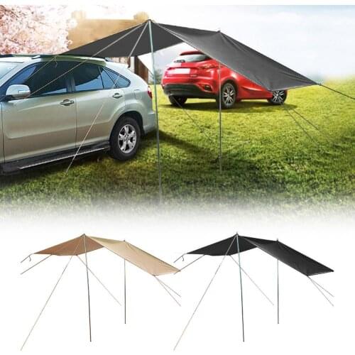 440x200cm Car Awning Rooftop Rain Canopy Portable Sun Sail Shade Outdoor Automobile Waterproof UV Tent Car Hiking Shelter Shade