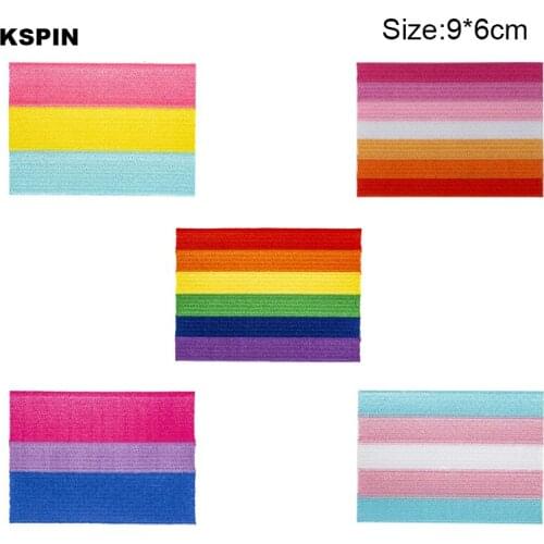9*6cm Rainbow pride Embroidery Patches Iron on Saw on Transfer patches Sewing Applications for Clothes in Home&Garden