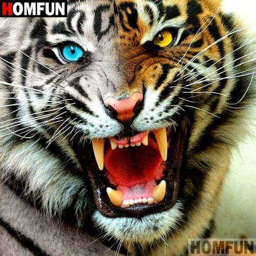 HOMFUN 5D DIY Diamond Painting Full Square/Round Drill "Animal tiger" 3D Embroidery Cross Stitch gift Home A09212