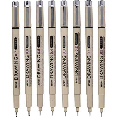 CHENYU 8Pcs/Lot Pigma Micron Sketch Marker Pen Black Pigment Liner Neelde Drawing Pen For Drawing Sketching Writing Hook Art Pen
