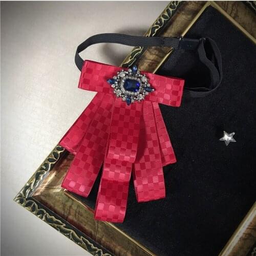 Korean of Mens Bow Tie High-end Banquet Wedding Groomsman Host Suit Shirt Jewelry Handmade Multi-layer Plaid Bowtie Female