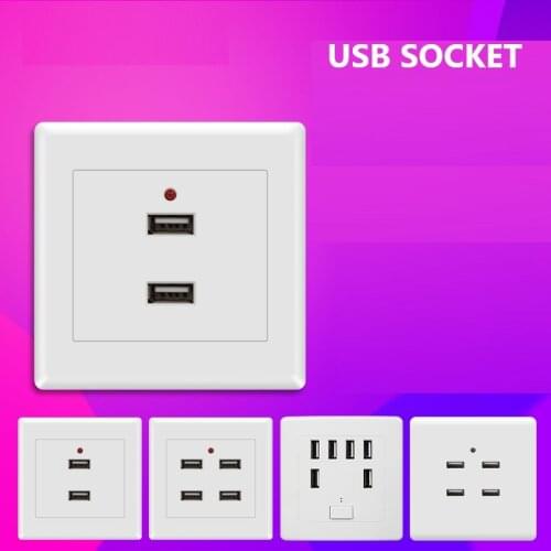 USB Wall Socket 2Position 4Position 6Position Hidden Mount Surface Mount USB Port Charger Outlets