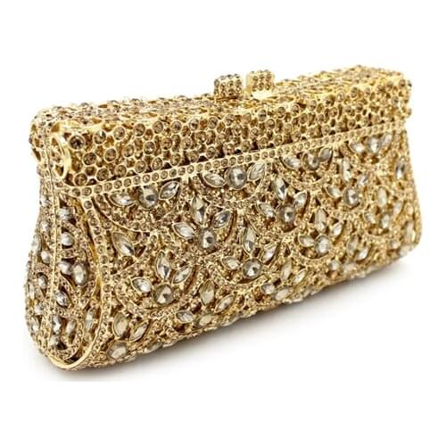 New 2017 Glitter women beaded clutch gold evening bags with chains handbag wedding dress bag party purse Banquet package bags
