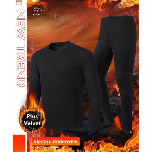 NEW Winter Women Heated Underwear Tермобелье Mужское Jacket Set USB Battery Powered Electric FleeceThermal Suit Long Clothing