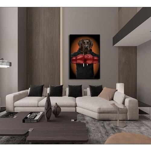 New Modern Animal Boxer Living Room Sofa Background Panda Dog Cat Poster Canvas Painting Wall Art Picture Home Decoration