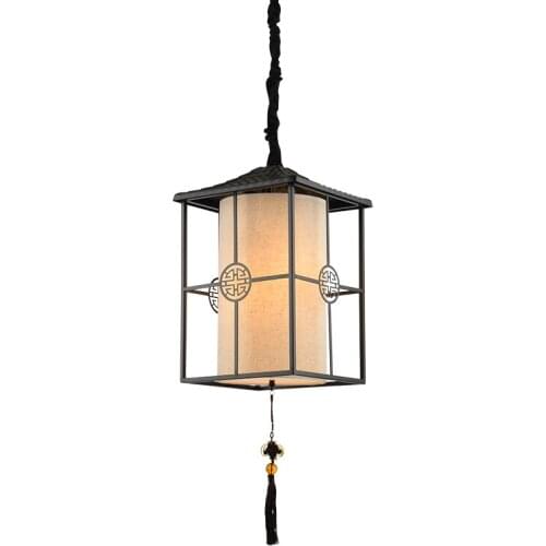 Classical Chinese fabric lantern pendant lights dining room restaurant teahouse iron gazebo decorated hanging lamps lighting