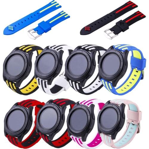 TW Striped Sports Silicone Band for Samsung Gear S3 Frontier Dual Colors Rubber Bracelet for Gear S3 Classic Watch Strap w Pins