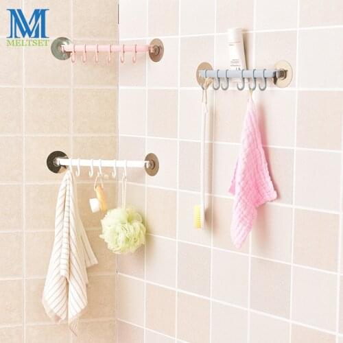 Adjustable Bathroom Towel Hanger Rack Durable Plastic Kitchen Storage Rack Hook Wall Hanging Storage Hanger