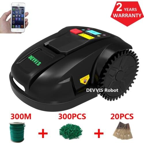 DEVVIS Robot Lawn Mower Machine Grass With 4.4ah lithuium Battery with 300m wire+300pcs pegs+20pcs blade,Water-proofed charger