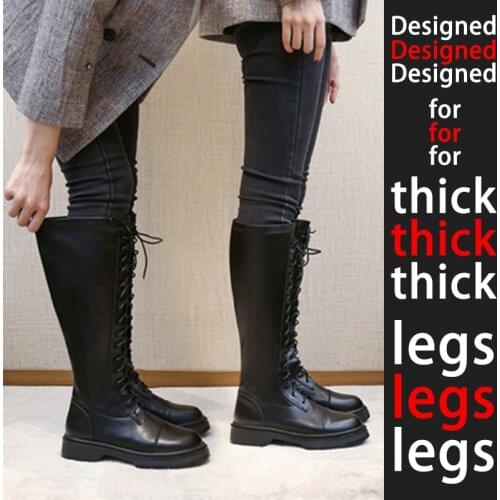 Lace Up Thick Middle mid-calf winter Boots Knee High Kawaii Punk Platform Luxury Shoes Boots Female Women Shoes Cowgirl MAZIAO