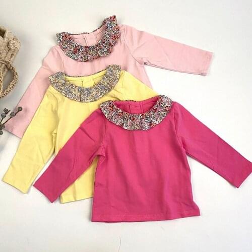 Spring Autumn Kids Girl Long Sleeve Pure Color T-shirt Infant Baby Girl Newborn T-shirt Clothes Baby Girl T-shirt 1-4Yrs