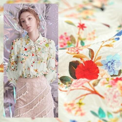 Silk Jacquard Crepe De Chine Fabric Organza Mulberry Womens Summer Shirt Dress Cloth Cloth 100 % Fabrics Home Textile