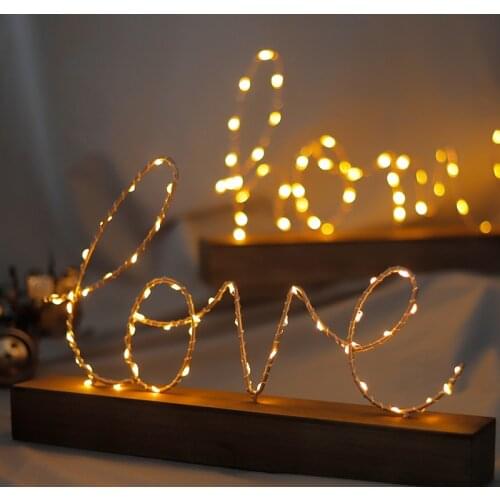 Nordic Creative Home Accessories LED Lamp Bedroom Desk Ornaments LOVE Letters Night Light Vogue Adornment Warm Lights Birthday