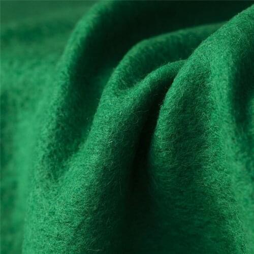 Knitted stretchy wool blends polyester fabric, bright green color, sewing for coat, jacket, suits, sweater, craft by the yard