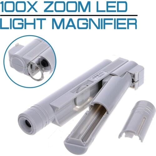 100X Zoom LED Light Jewelry Magnifier Handheld Microscope Lens Loupe Pocket M05 Magnifying Glass Led Magnifying Lamp
